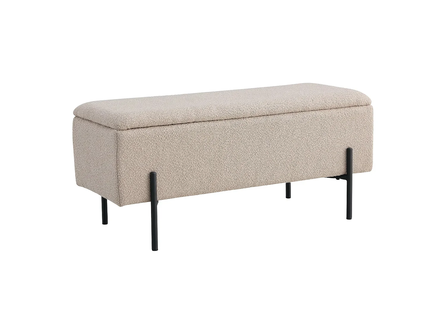 WATFORD 95 cm bank met opbergbox - stof of fluweel-Kleur Grijs