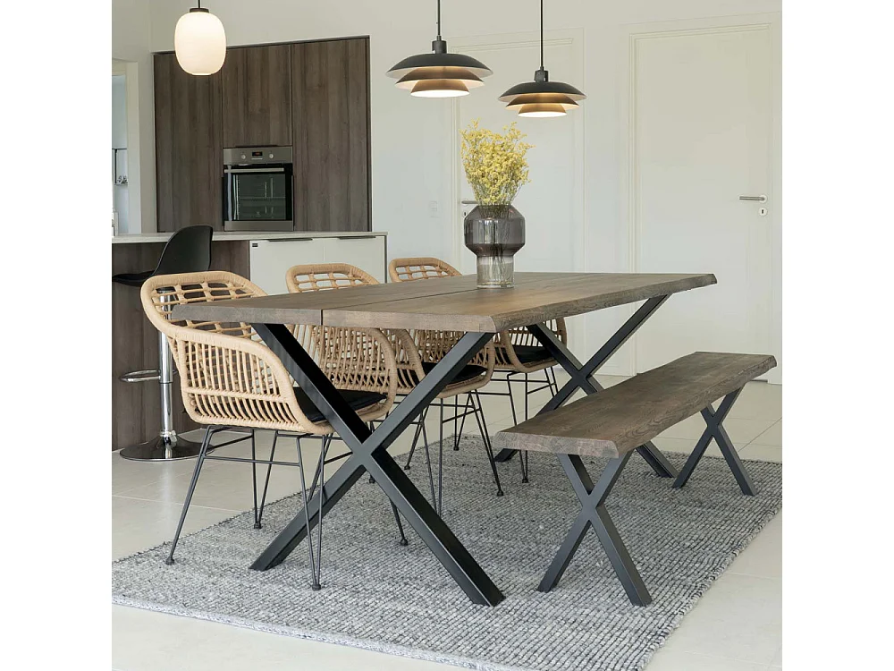 Tony bank met golvende rand, gerookte eik.