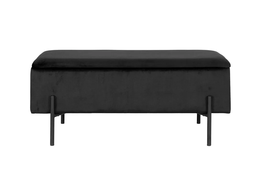 WATFORD 95 cm bank met opbergbox - stof of fluweel-Kleur Zwart