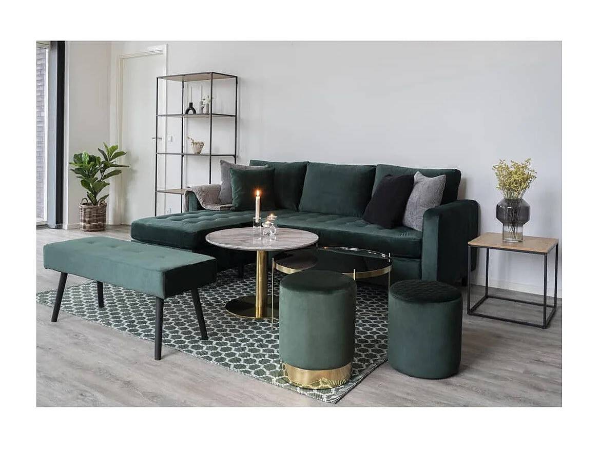 Banc en velours avec pieds acier noir SKIBY-Vert