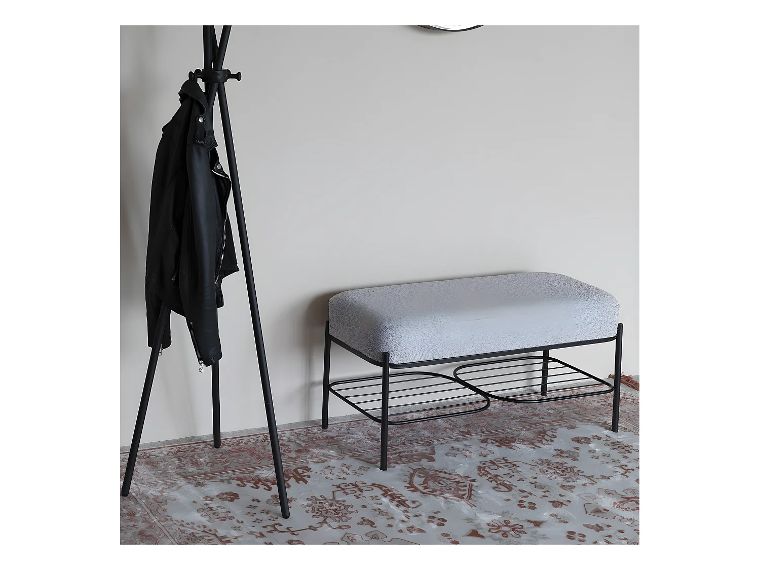 Milou - Banc en tissu et métal - Gris chiné