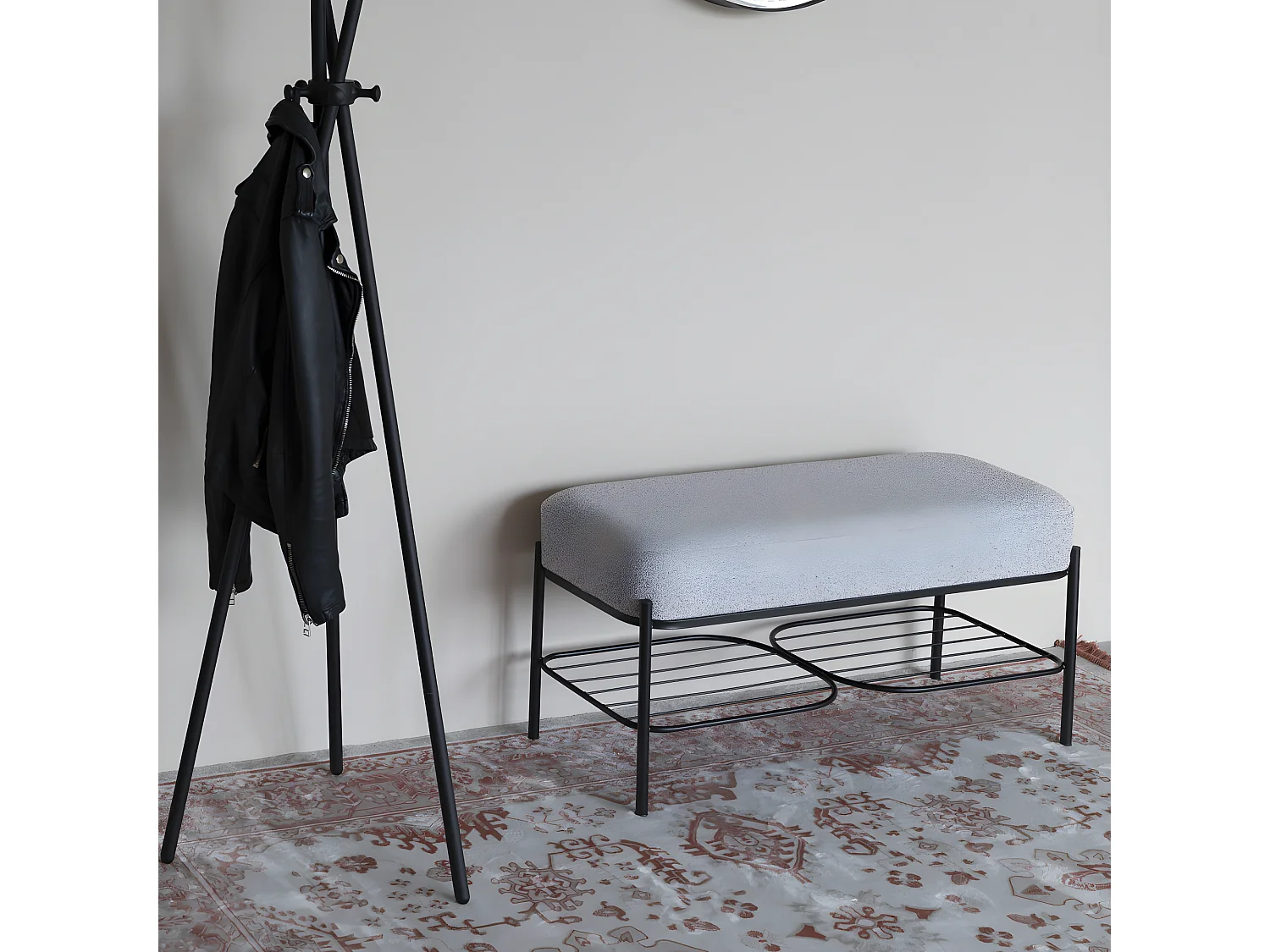 Milou - Banc en tissu et métal - Gris chiné