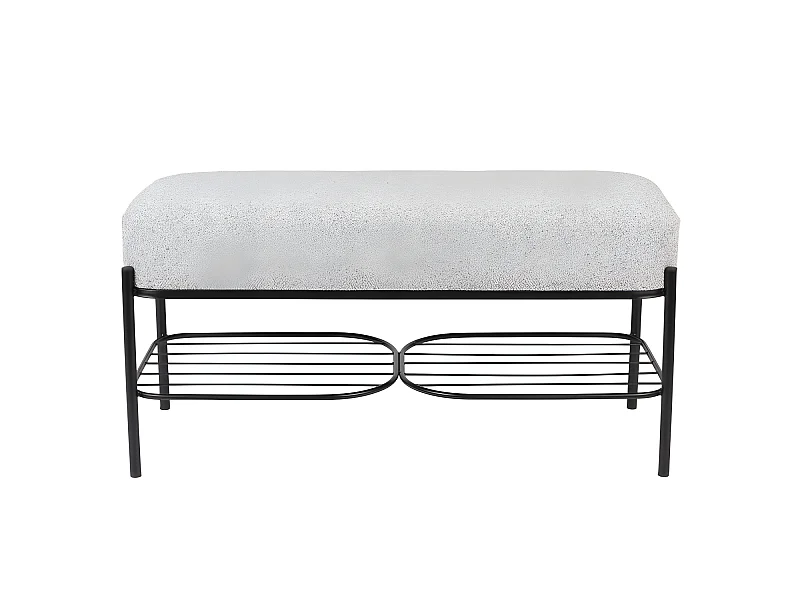 Milou - Banc en tissu et métal - Gris chiné