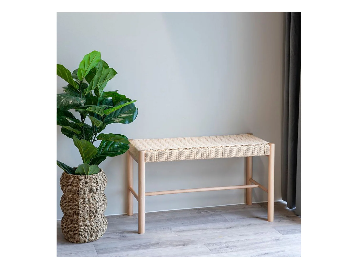 Abano - Banc en bois et corde tressée L80cm - Naturel