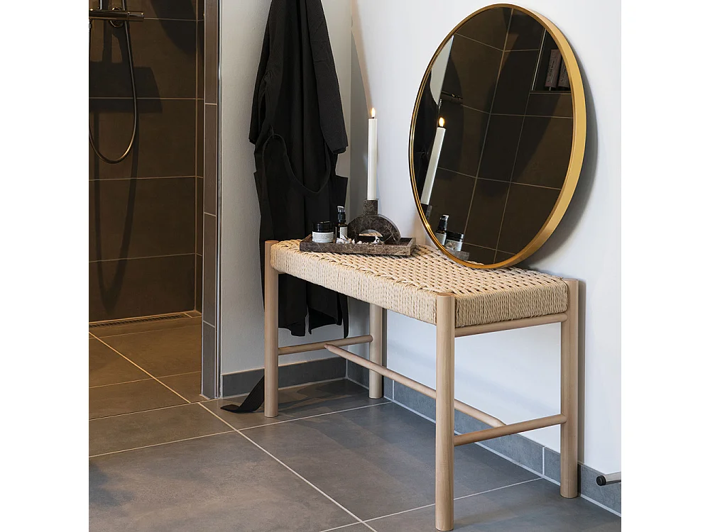 Abano - Banc en bois et corde tressée L80cm - Naturel