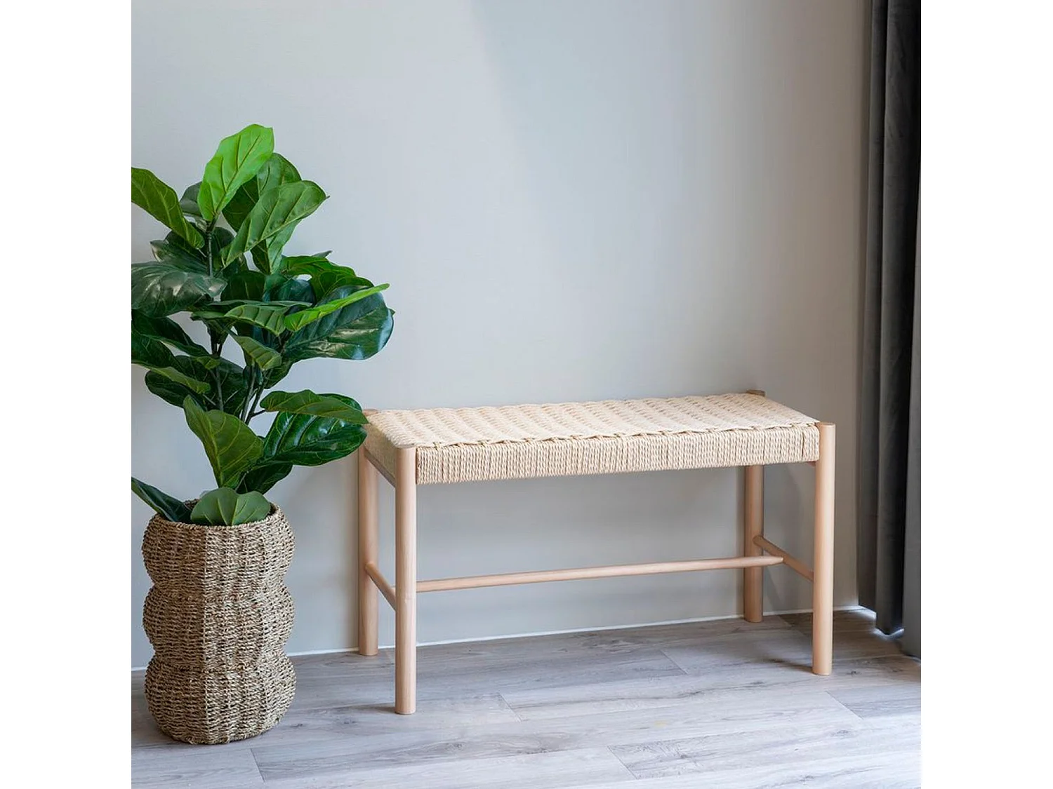 Abano - Banc en bois et corde tressée L80cm - Naturel
