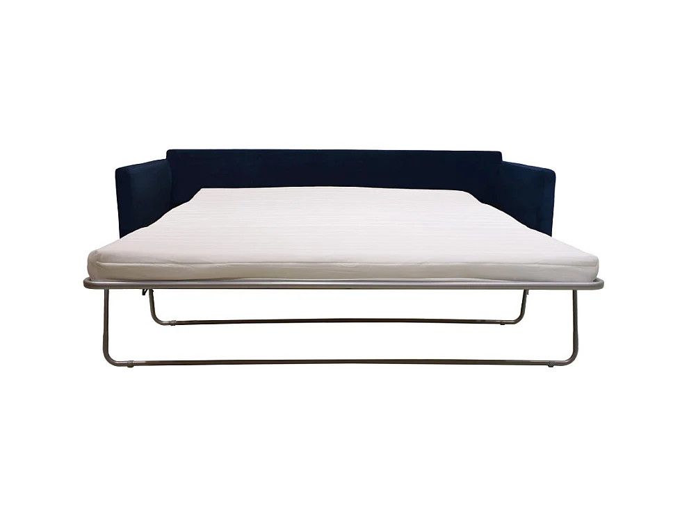 Villabon - Canapé convertible 4 places en velours pieds épingles noirs - Bleu marine