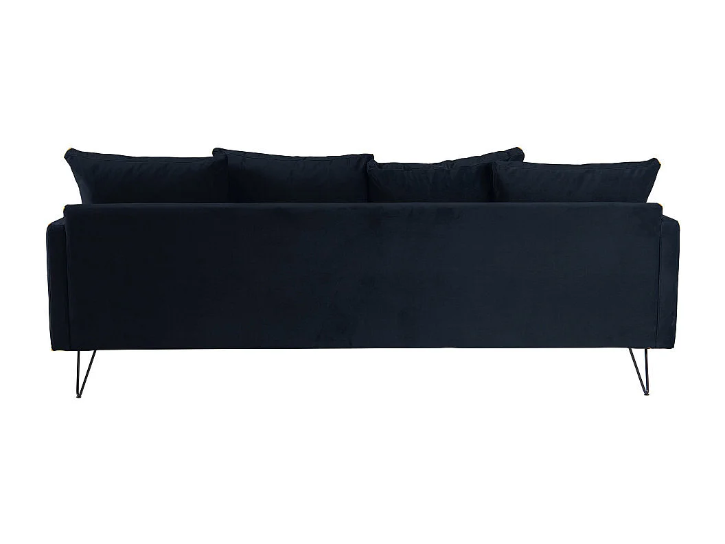 Villabon - Canapé convertible 4 places en velours pieds épingles noirs - Bleu marine