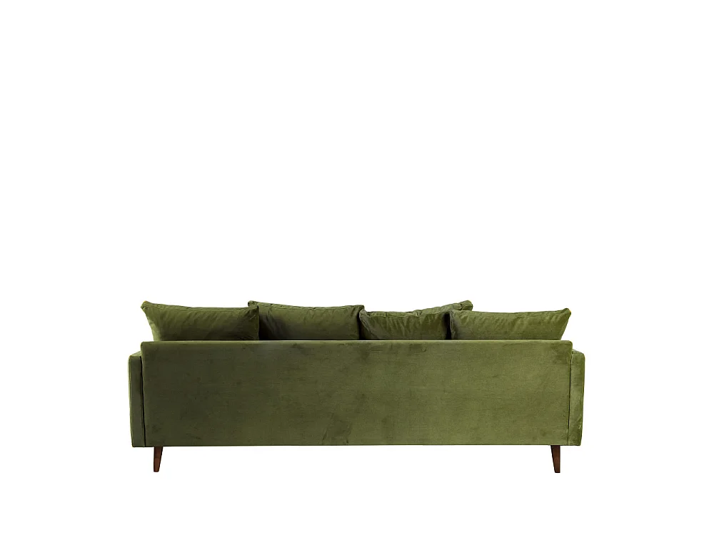 Villabon - Canapé convertible 3 places en velours pieds bois foncé - Vert olive