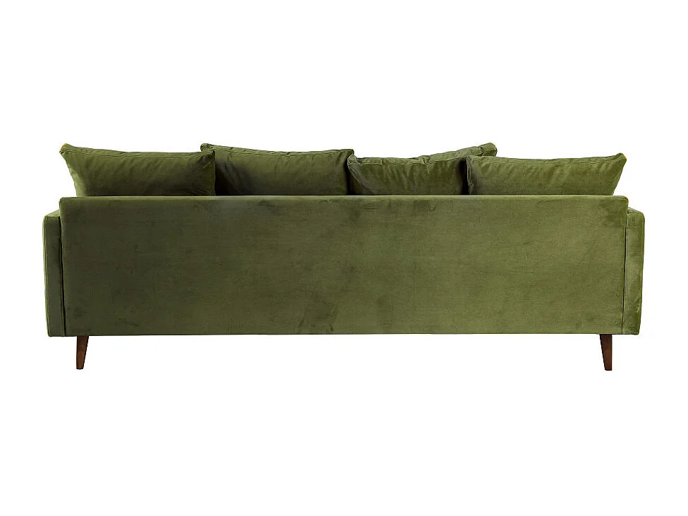 Villabon - Canapé convertible 3 places en velours pieds bois foncé - Vert olive