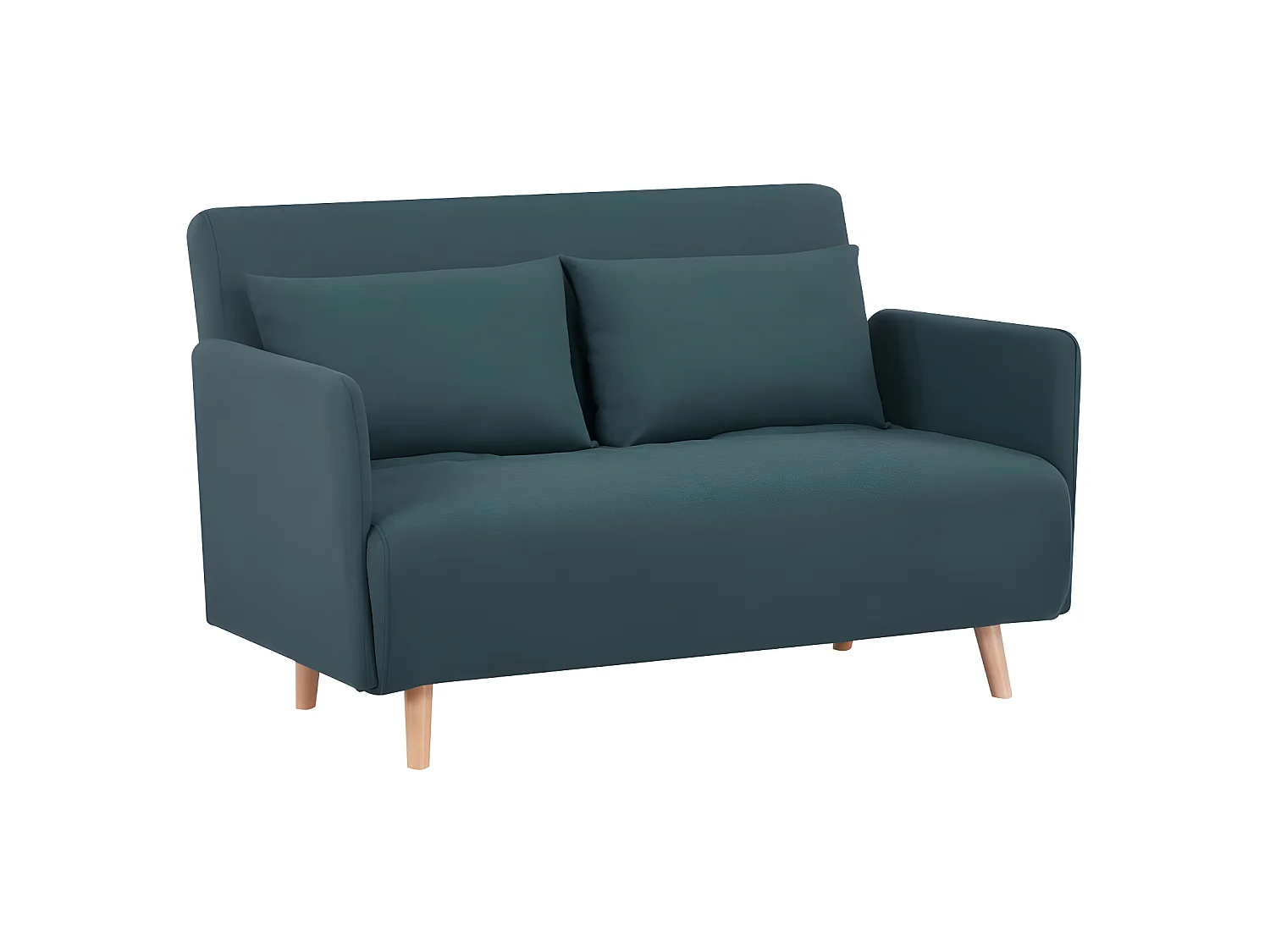 Belushi - Canapé convertible 2 places en tissu L120cm - Couleur - Vert eucalyptus