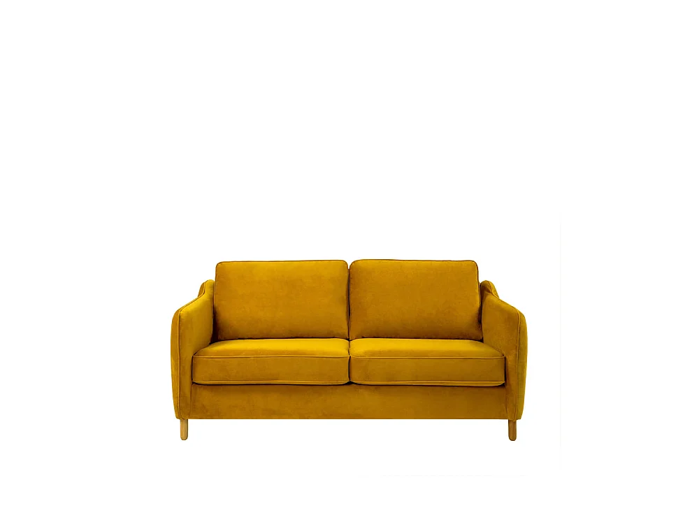 Vornay - Canapé convertible express 2 places en velours - Jaune moutarde