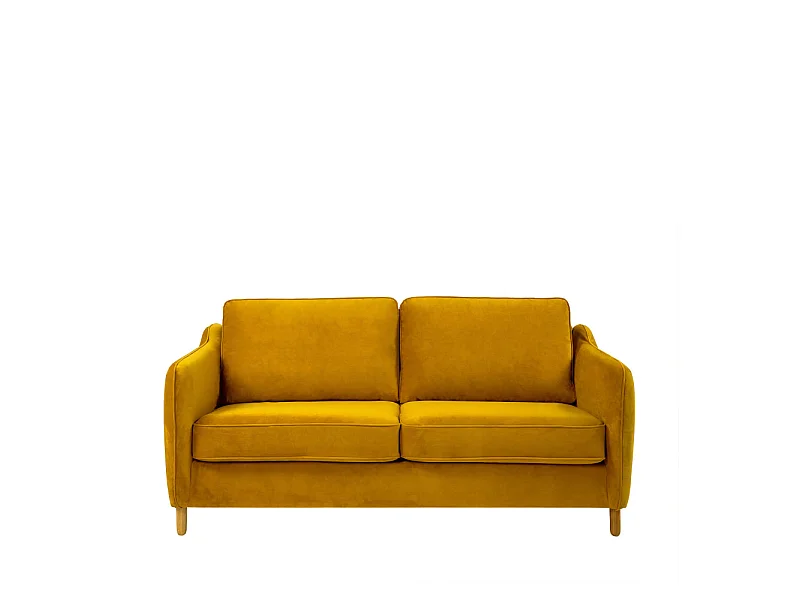 Vornay - Canapé convertible express 2 places en velours - Jaune moutarde