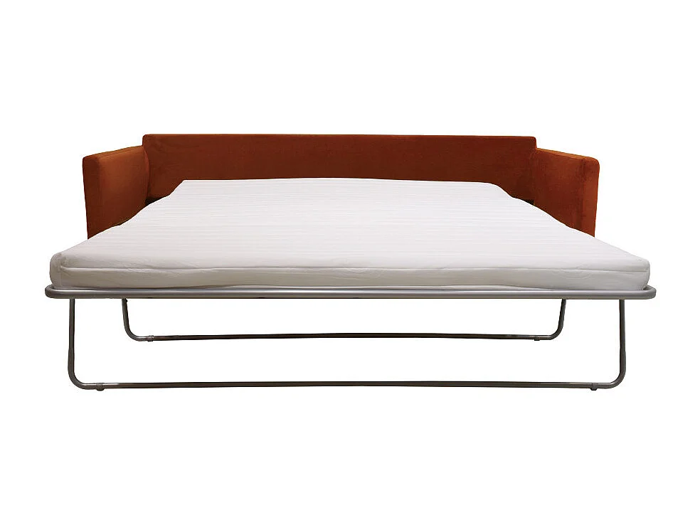 Villabon - Canapé convertible 4 places en velours pieds bois foncé - Rouille