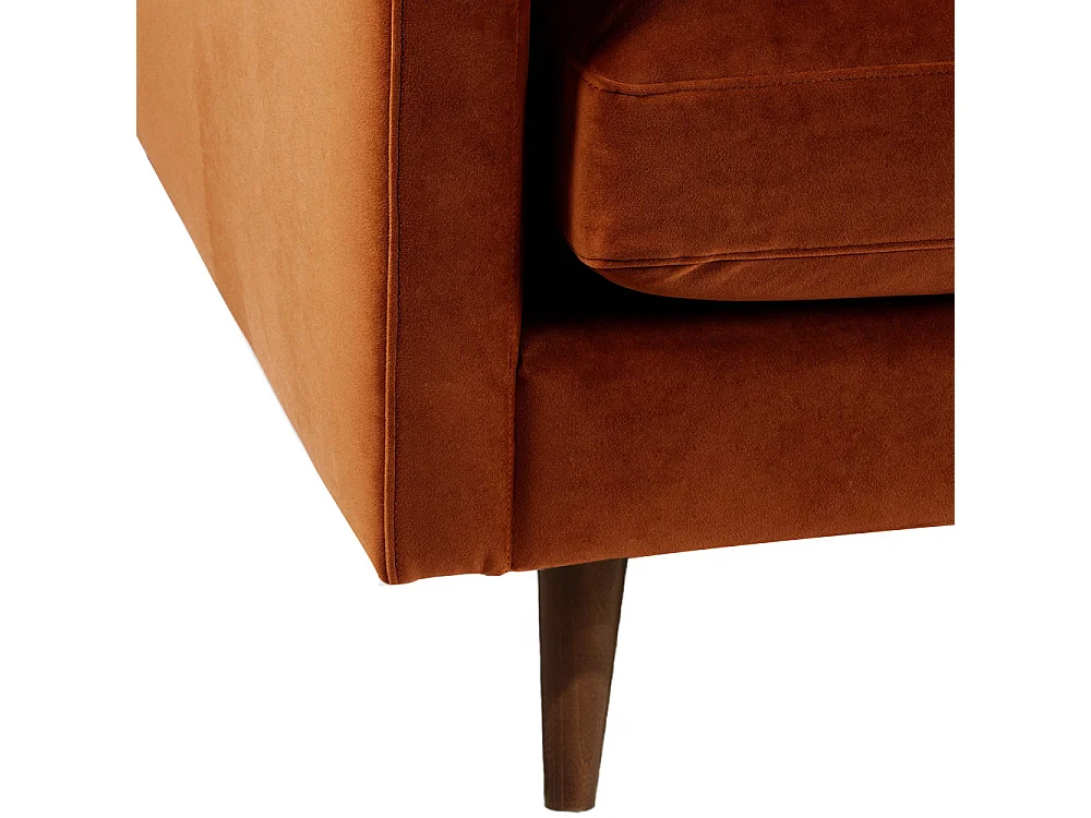 Villabon - Canapé convertible 4 places en velours pieds bois foncé - Rouille