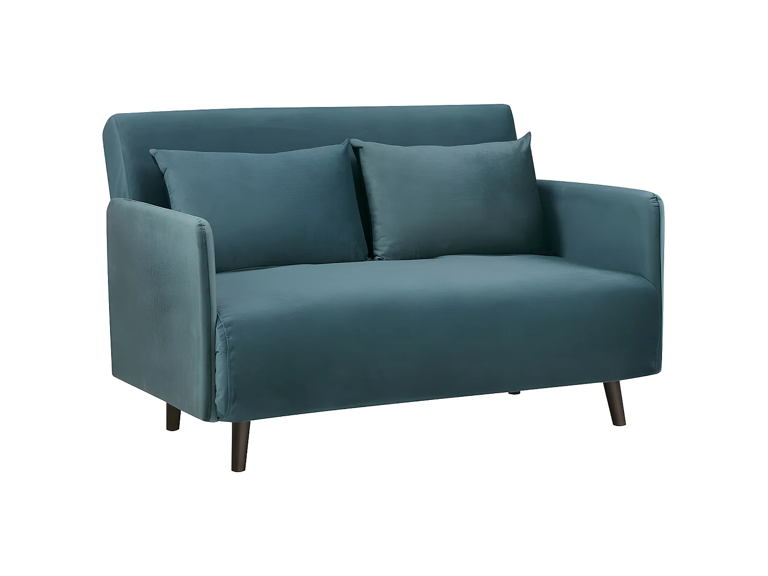 Belushi - Canapé convertible 2 places en velours L120cm - Bleu canard
