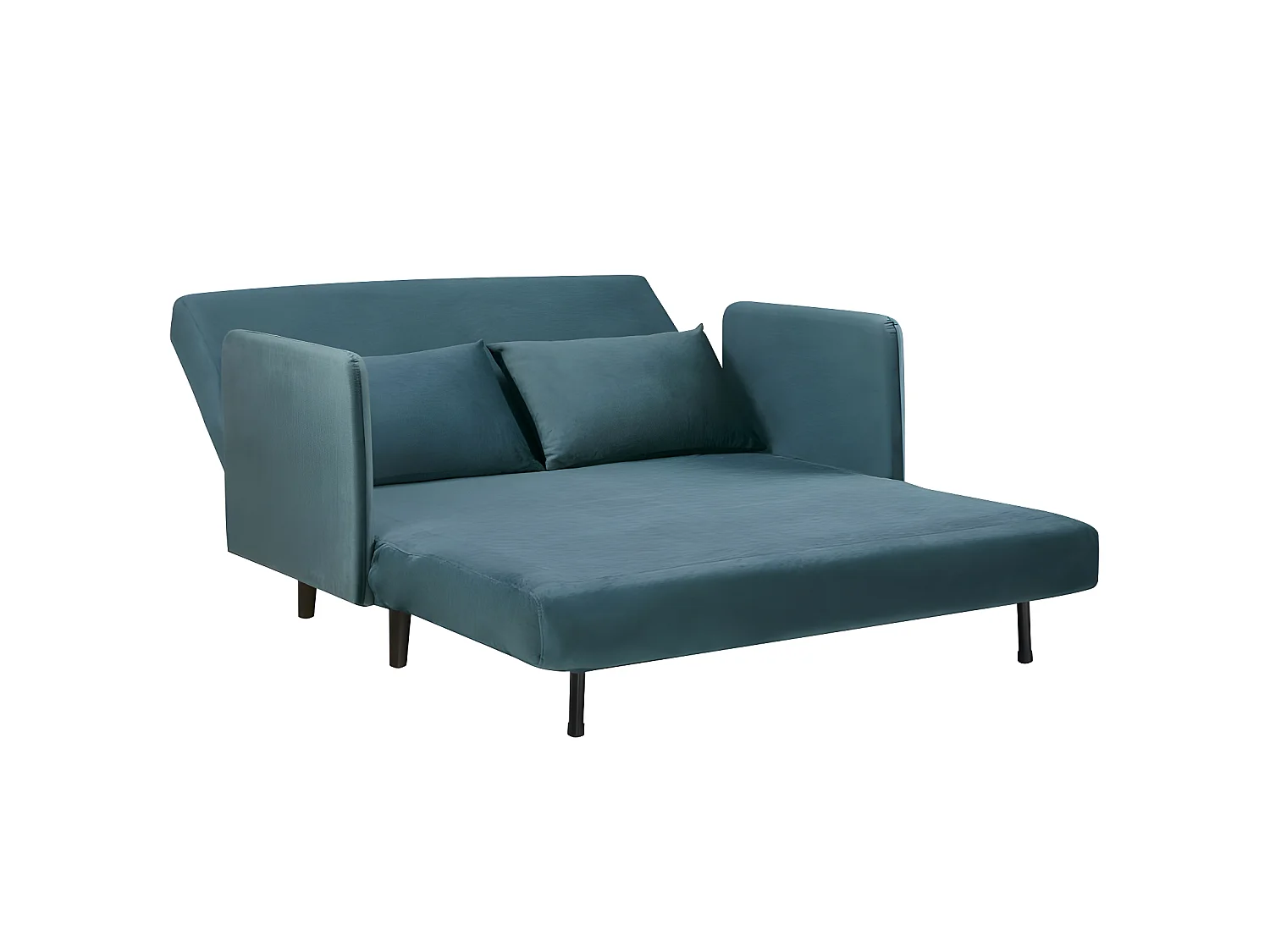 Belushi - Canapé convertible 2 places en velours L120cm - Bleu canard
