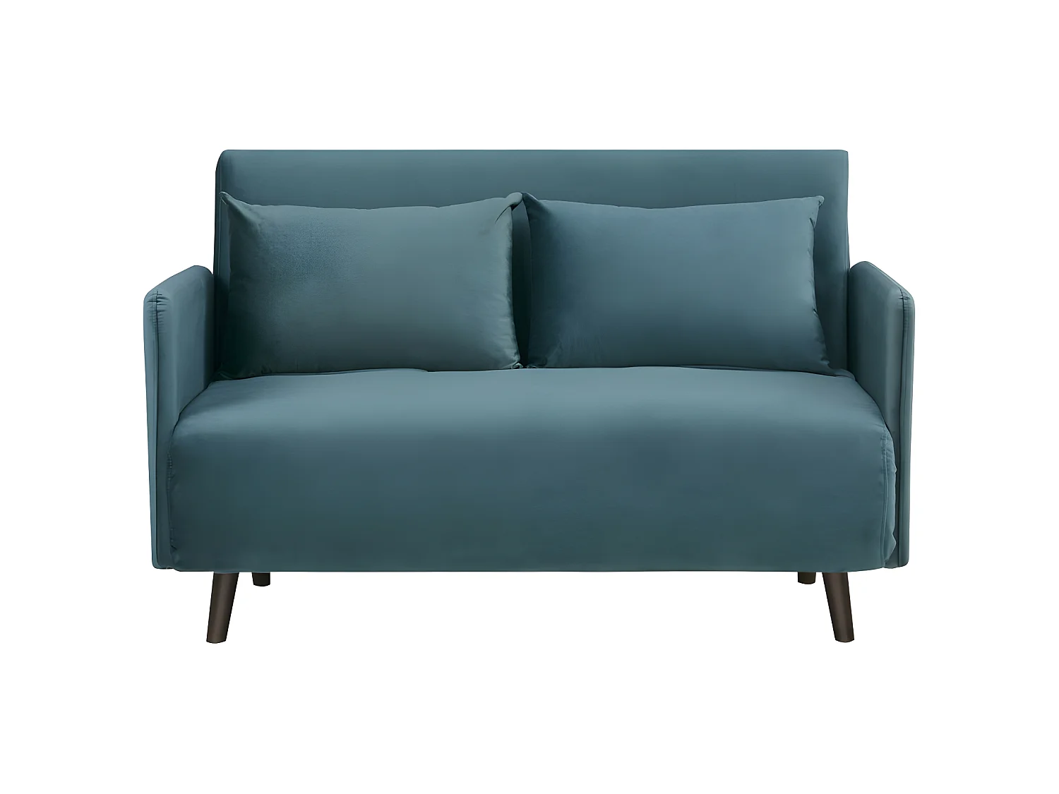 Belushi - Canapé convertible 2 places en velours L120cm - Bleu canard