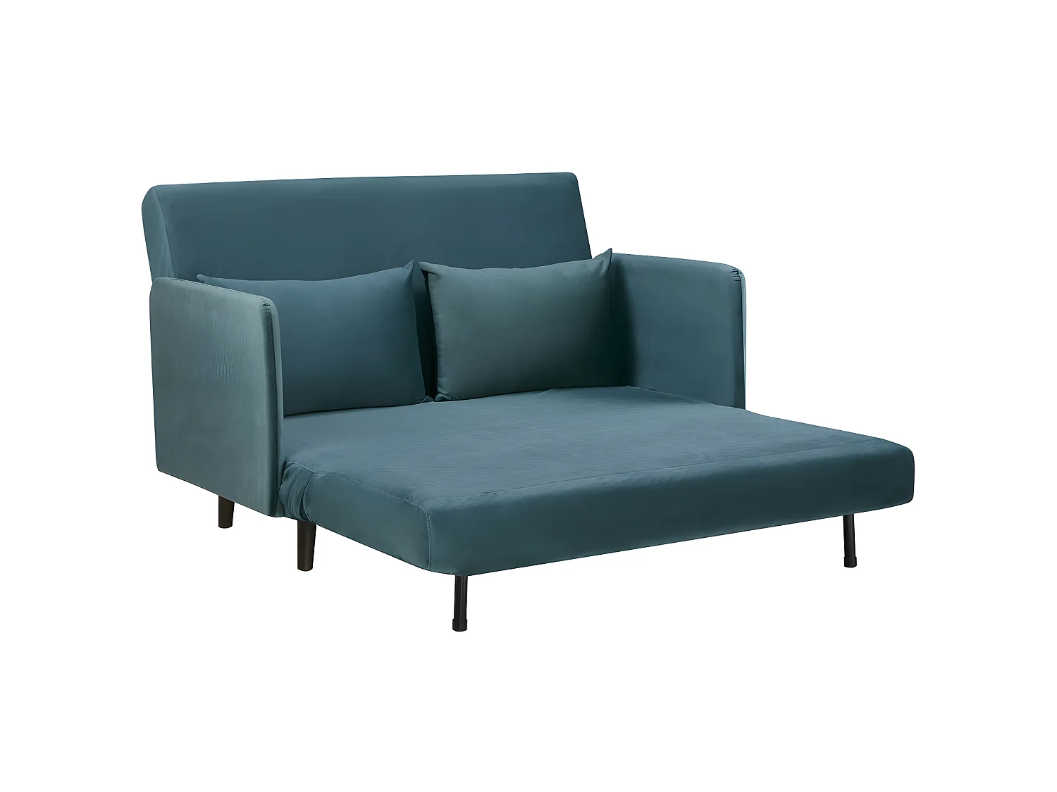 Belushi - Canapé convertible 2 places en velours L120cm - Bleu canard