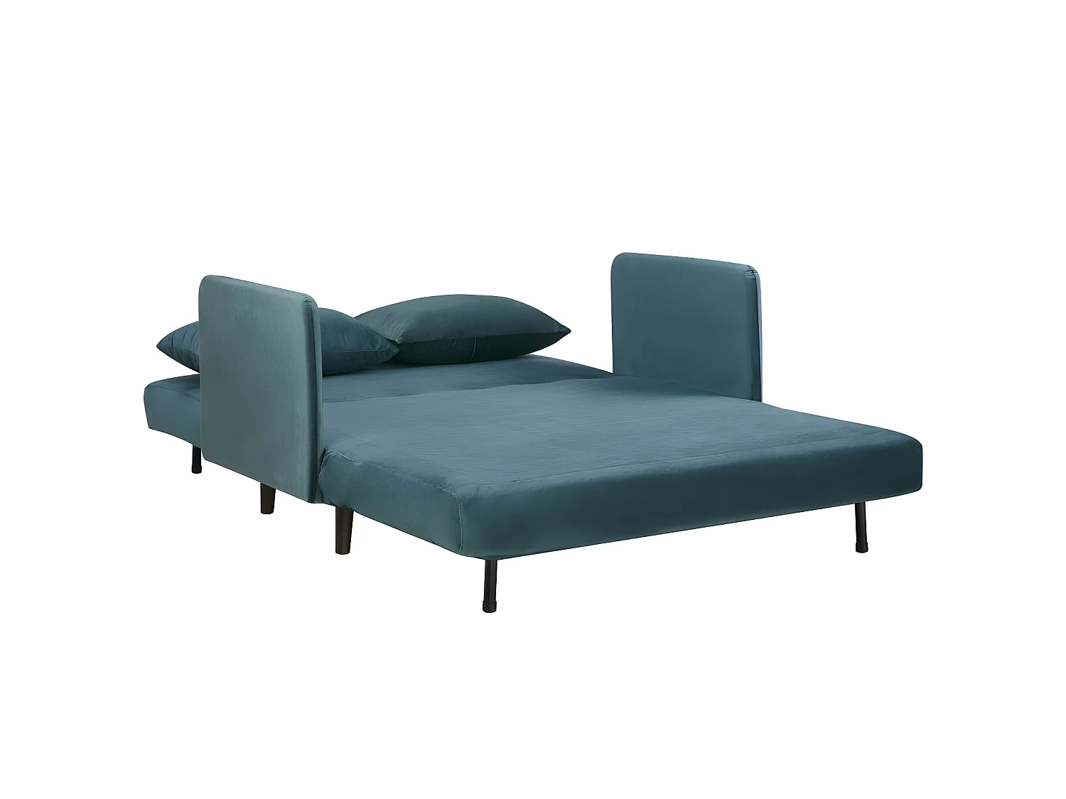 Belushi - Canapé convertible 2 places en velours L120cm - Bleu canard