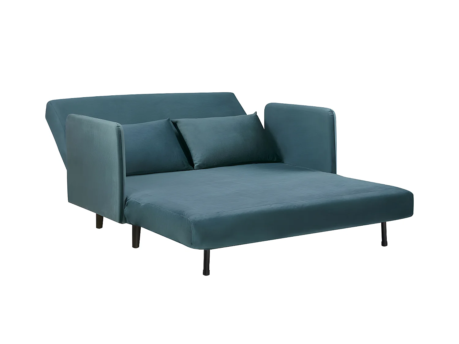 Belushi - Canapé convertible 2 places en velours L120cm - Bleu canard