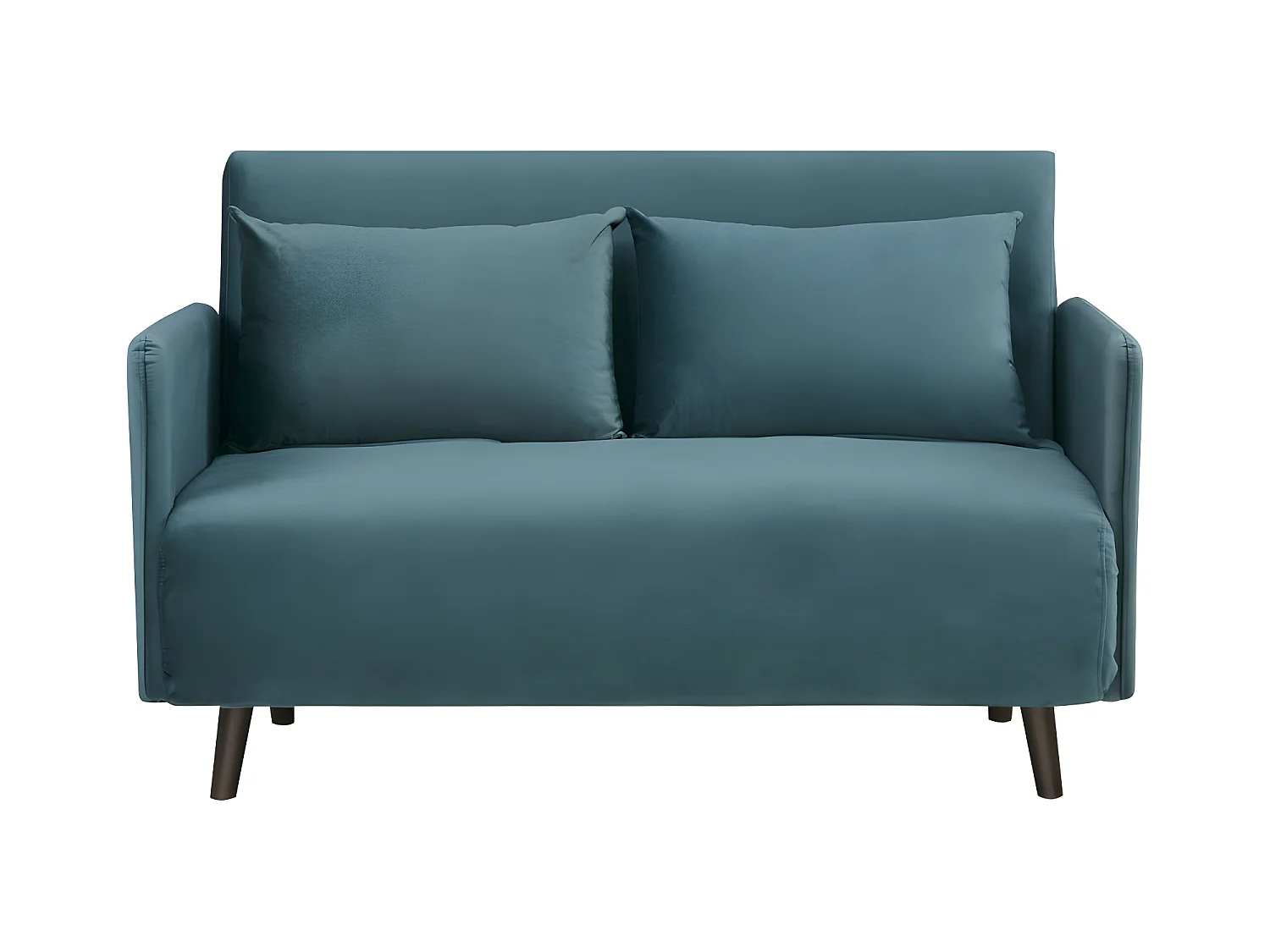 Belushi - Canapé convertible 2 places en velours L120cm - Bleu canard