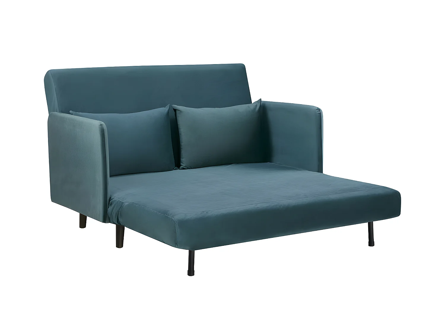 Belushi - Canapé convertible 2 places en velours L120cm - Bleu canard
