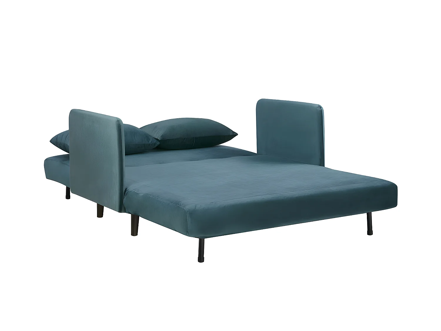 Belushi - Canapé convertible 2 places en velours L120cm - Bleu canard