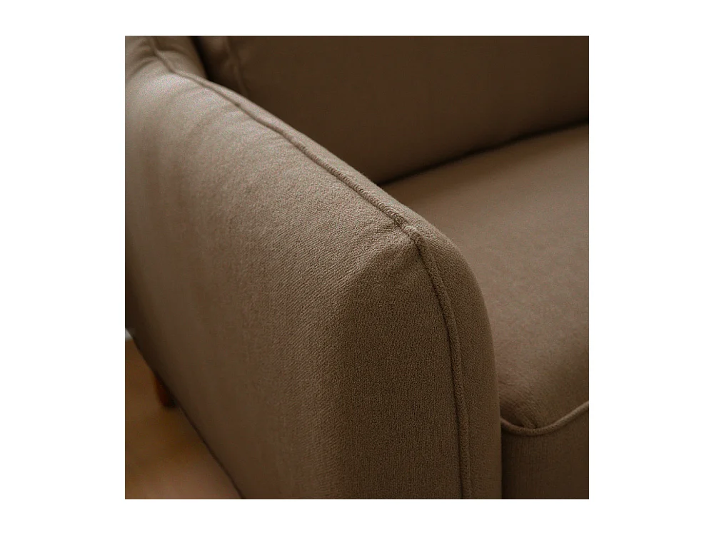 Vornay - Canapé convertible express 3 places en tissu pieds bois foncé - Caramel chiné