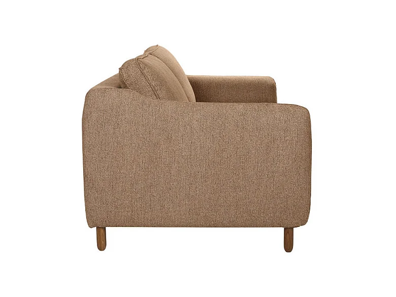 Vornay - Canapé convertible express 3 places en tissu pieds bois foncé - Caramel chiné