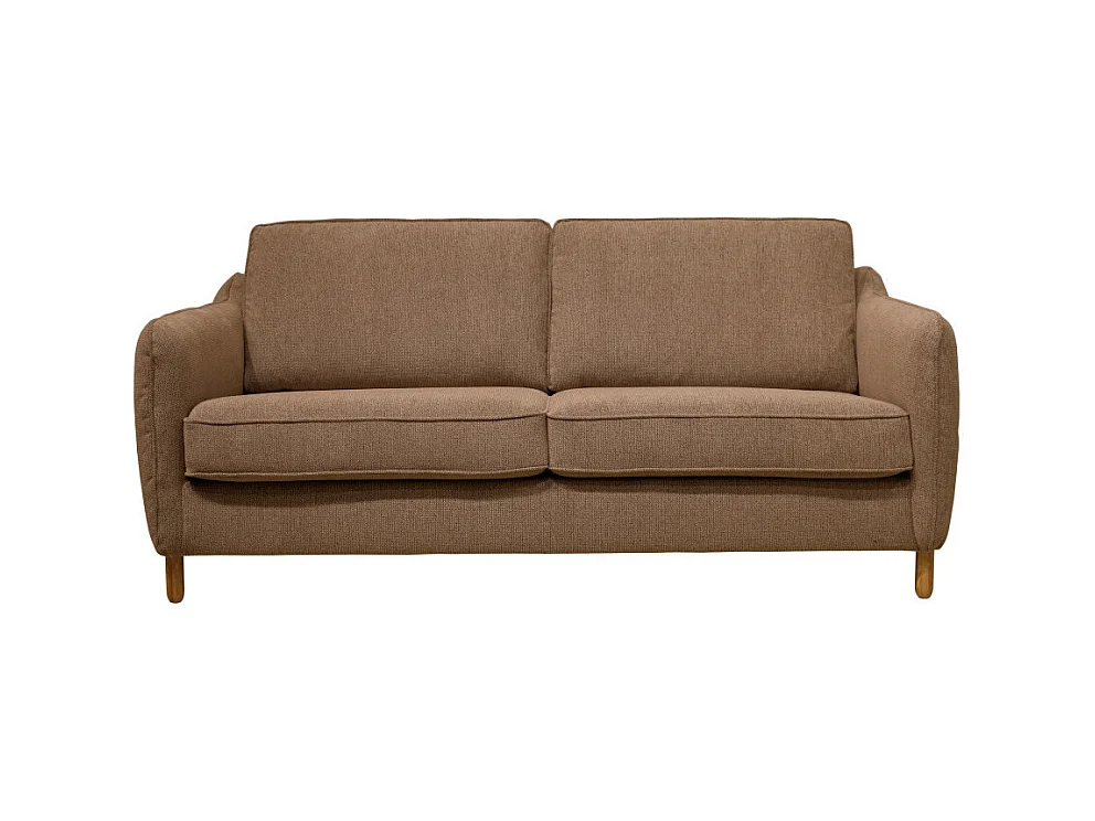 Vornay - Canapé convertible express 3 places en tissu pieds bois foncé - Caramel chiné