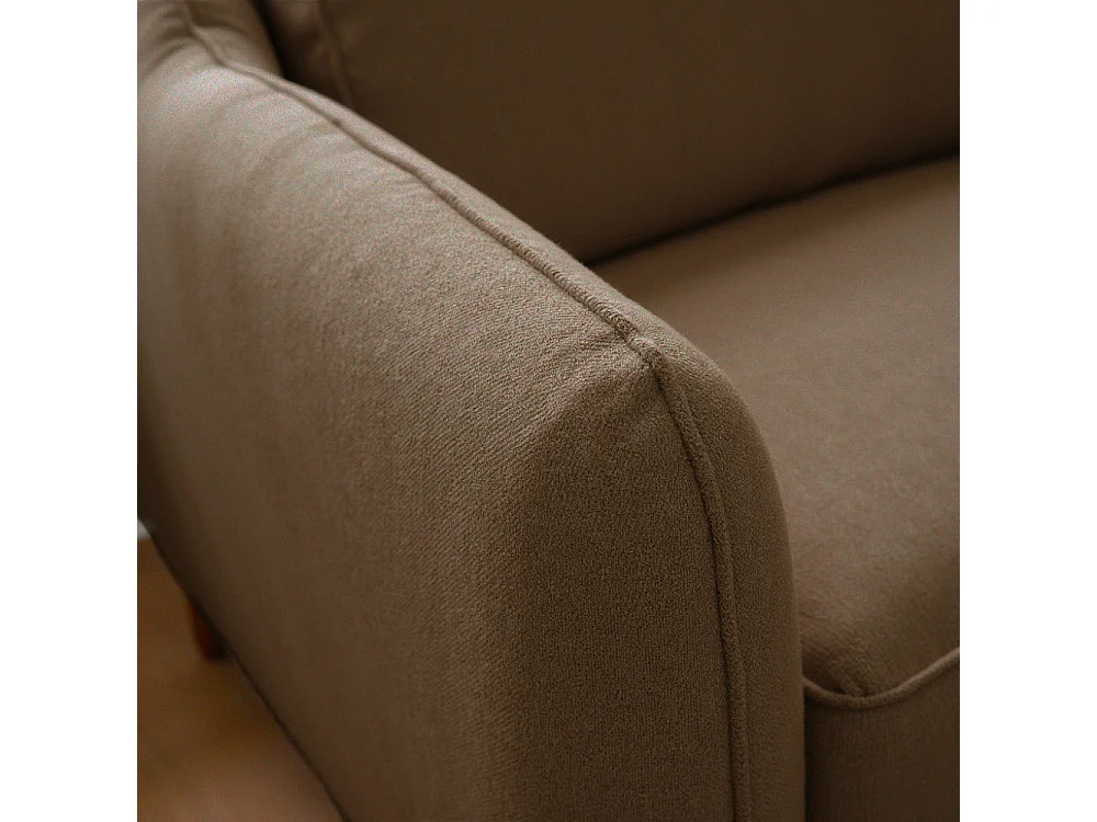 Vornay - Canapé convertible express 3 places en tissu pieds bois foncé - Caramel chiné