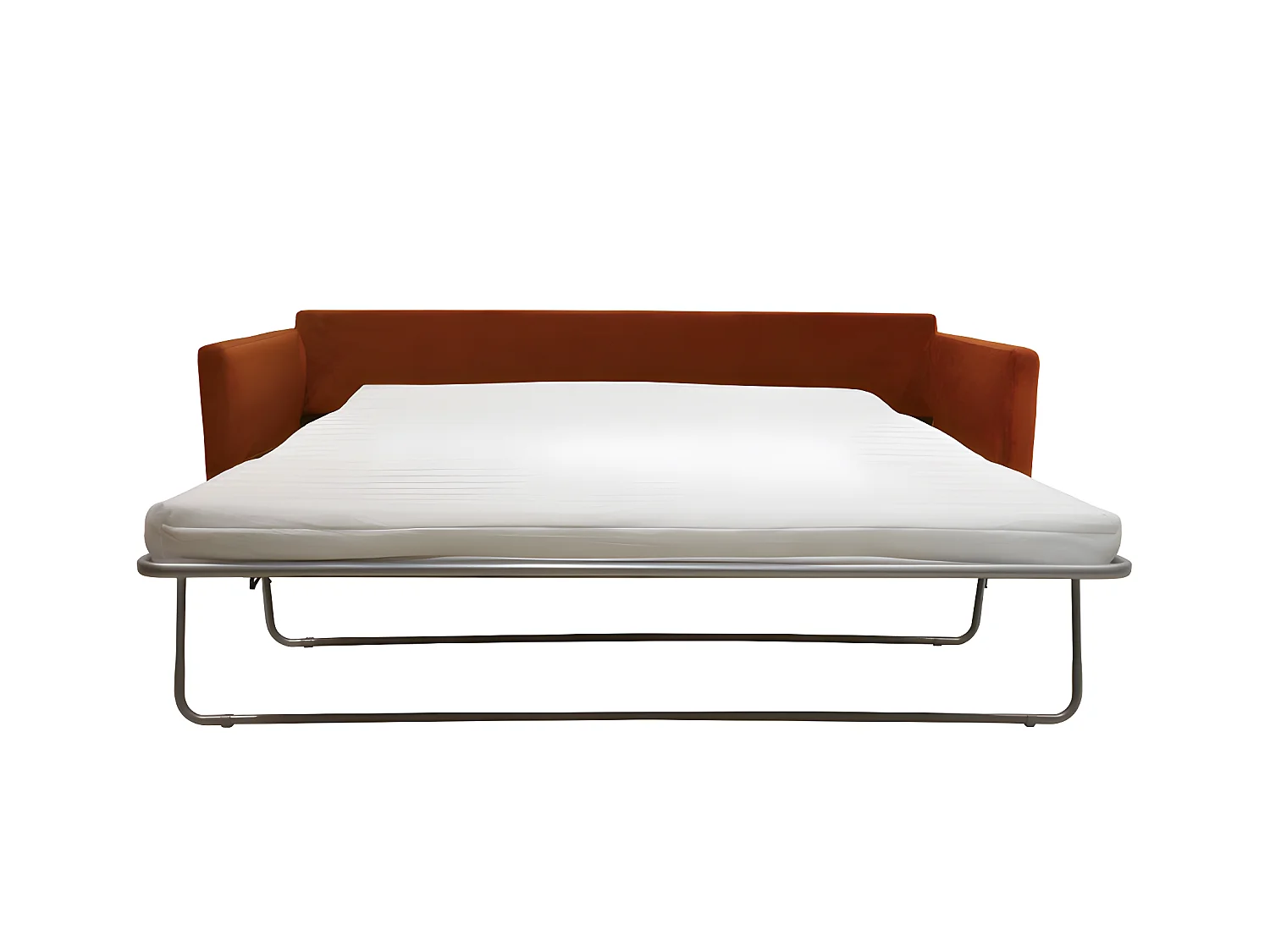 Villabon - Canapé convertible 4 places en velours pieds épingles noirs - Rouille