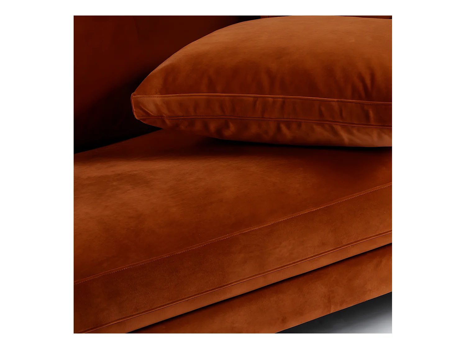 Villabon - Canapé convertible 4 places en velours pieds épingles noirs - Rouille