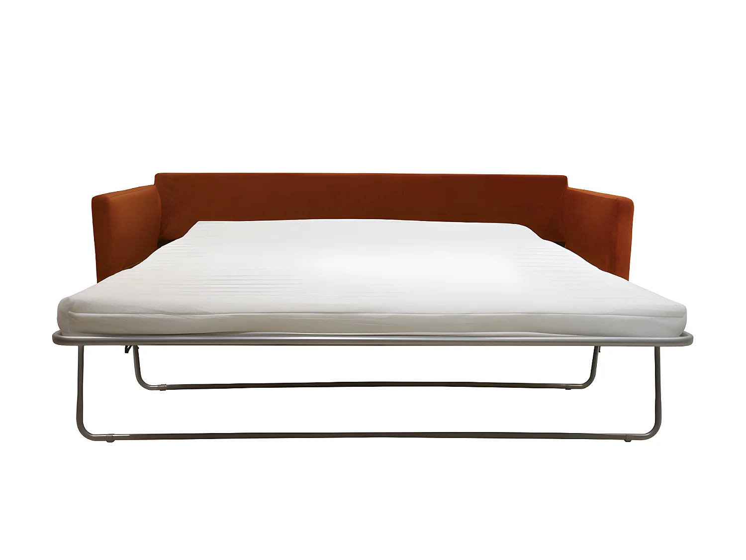 Villabon - Canapé convertible 4 places en velours pieds épingles noirs - Rouille