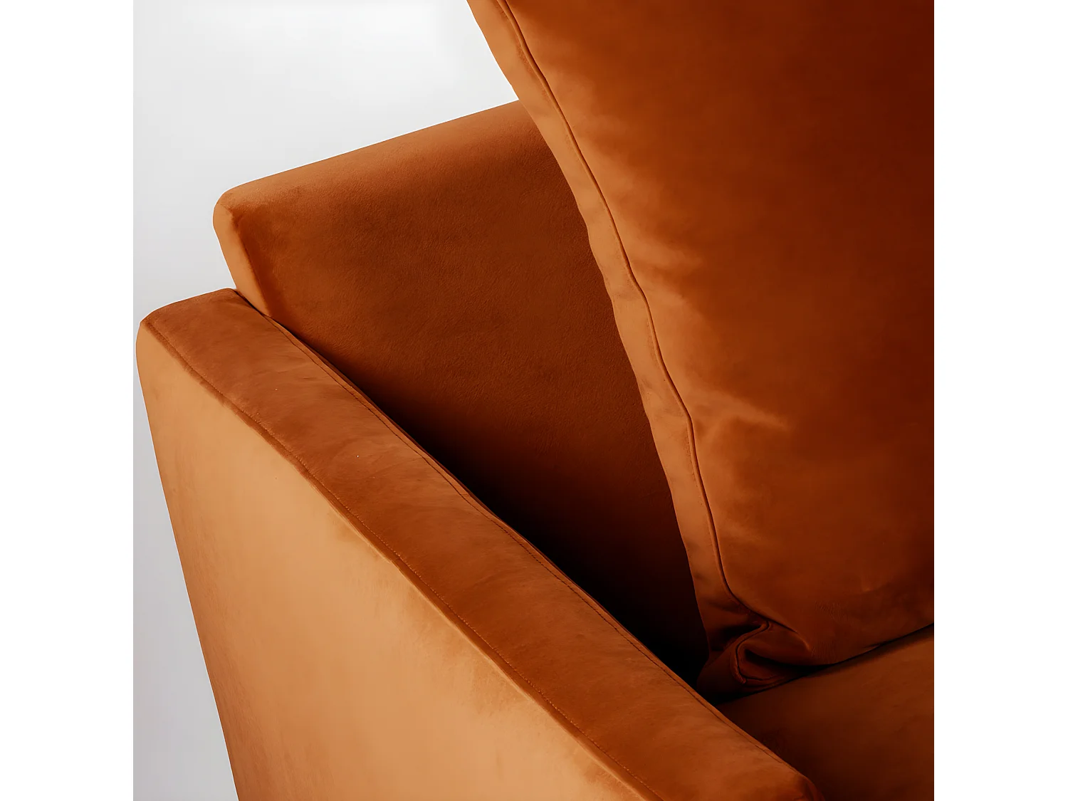 Villabon - Canapé convertible 4 places en velours pieds épingles noirs - Rouille