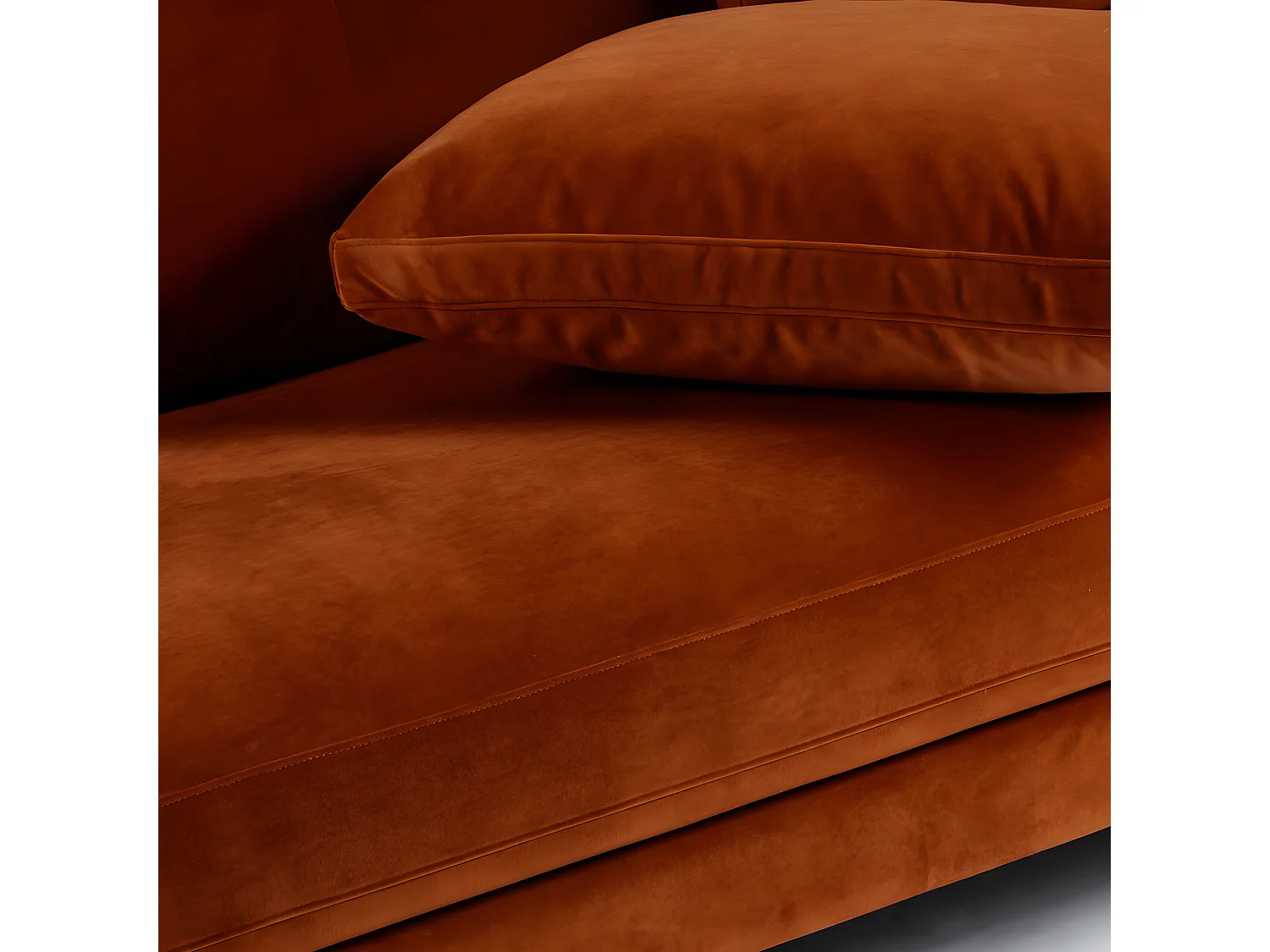 Villabon - Canapé convertible 4 places en velours pieds épingles noirs - Rouille