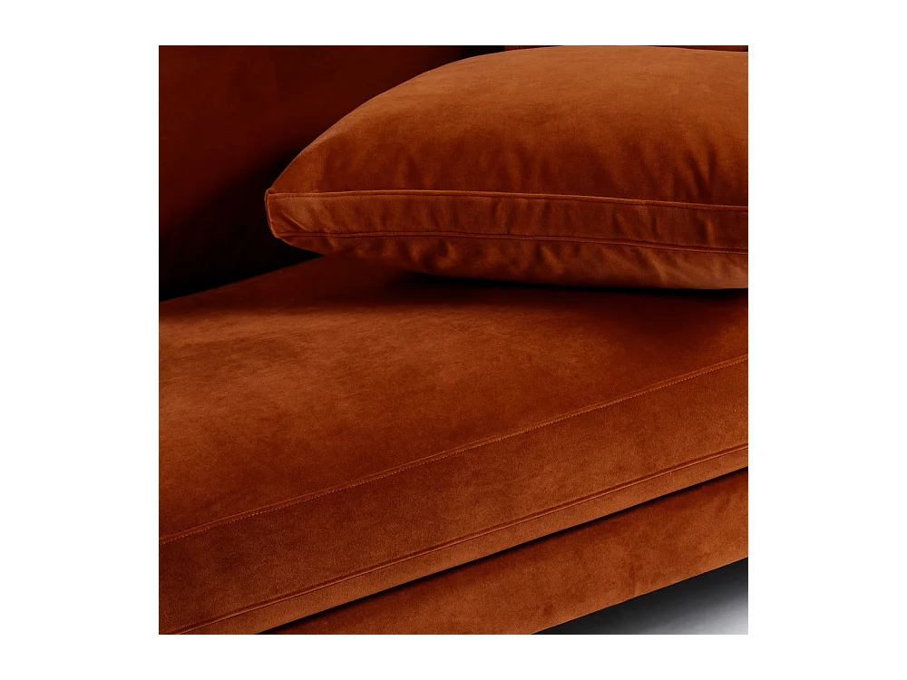 Villabon - Canapé convertible 3 places en velours pieds épingles noirs - Rouille