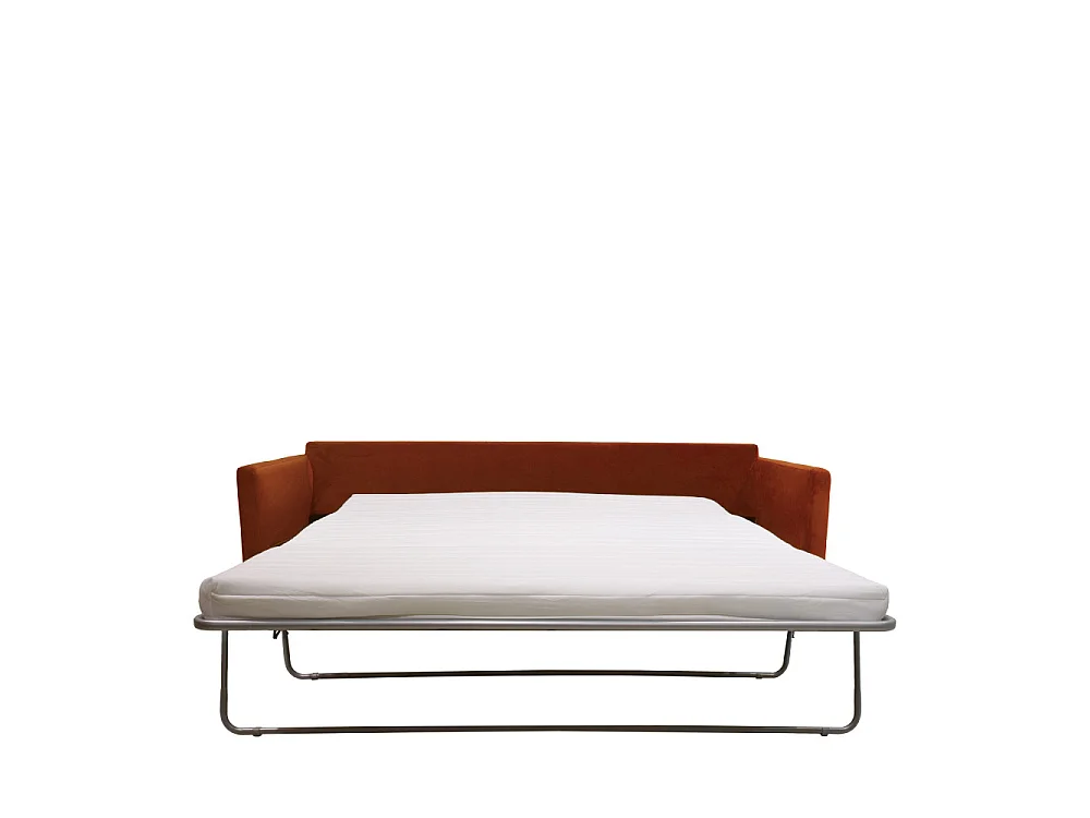 Villabon - Canapé convertible 3 places en velours pieds épingles noirs - Rouille