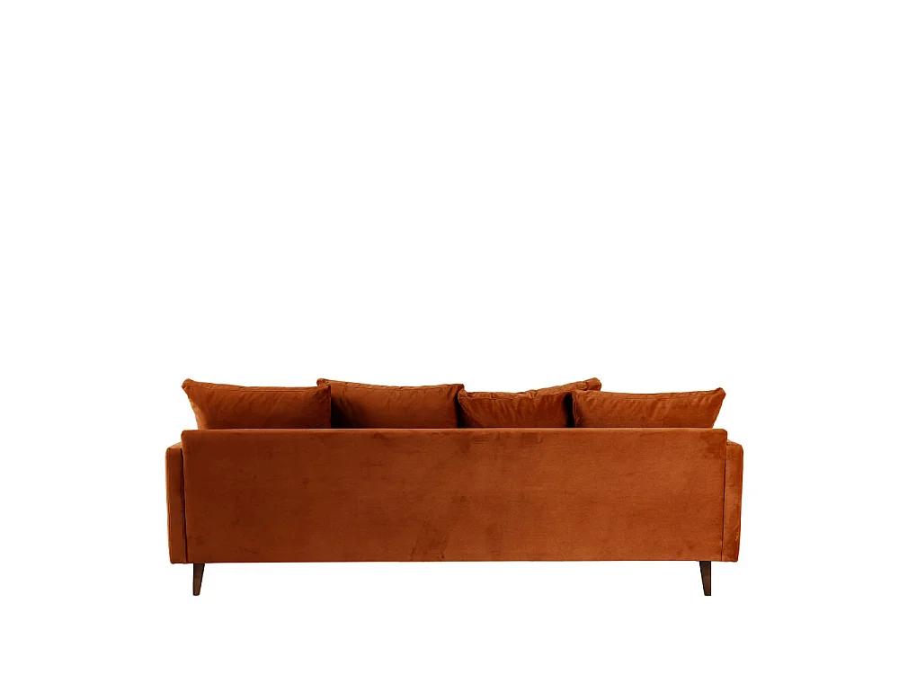 Villabon - Canapé convertible 3 places en velours pieds bois foncé - Rouille