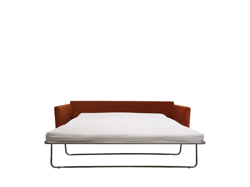 Villabon - Canapé convertible 3 places en velours pieds bois foncé - Rouille