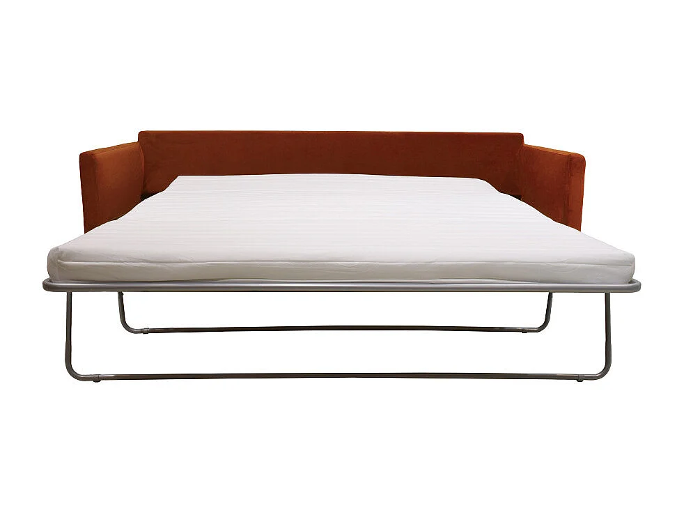 Villabon - Canapé convertible 3 places en velours pieds bois foncé - Rouille