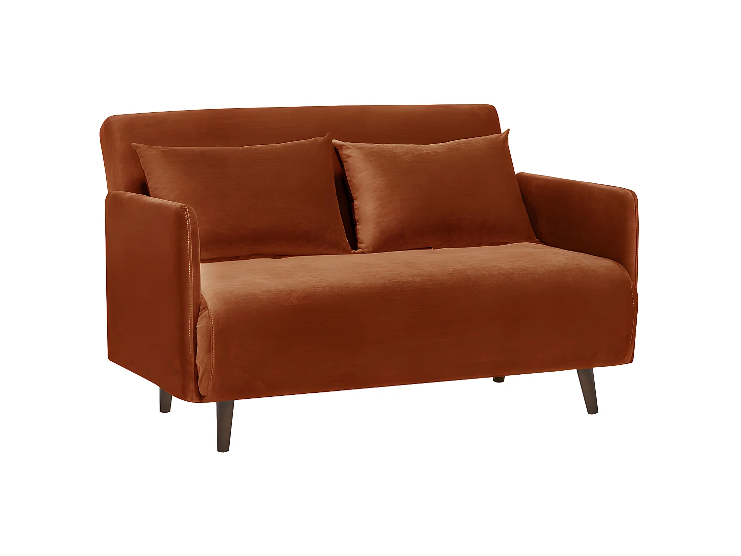 Belushi - Canapé convertible 2 places en velours L120cm - Rouille