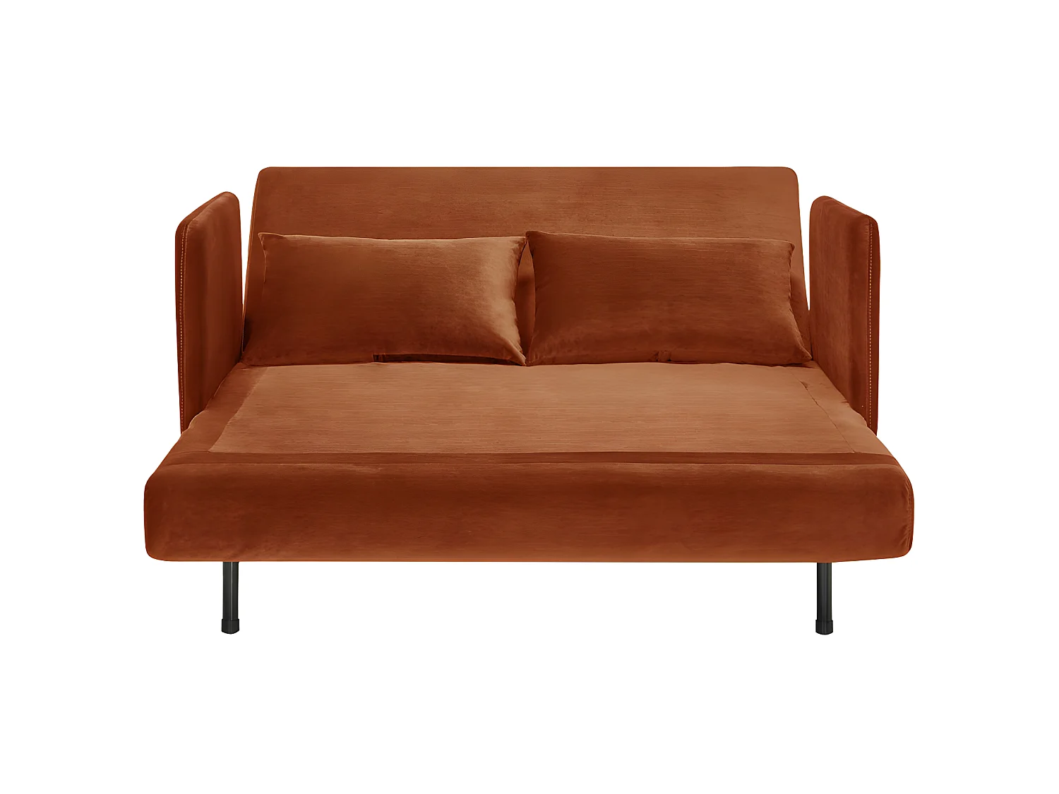 Belushi - Canapé convertible 2 places en velours L120cm - Rouille