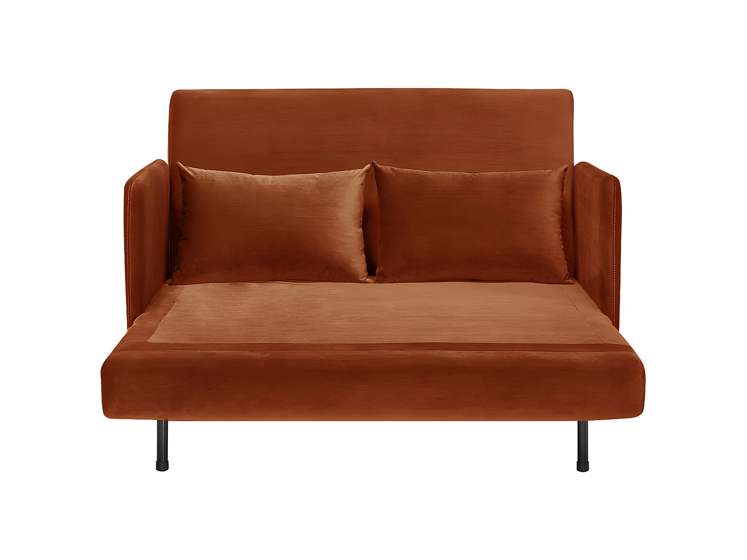 Belushi - Canapé convertible 2 places en velours L120cm - Rouille