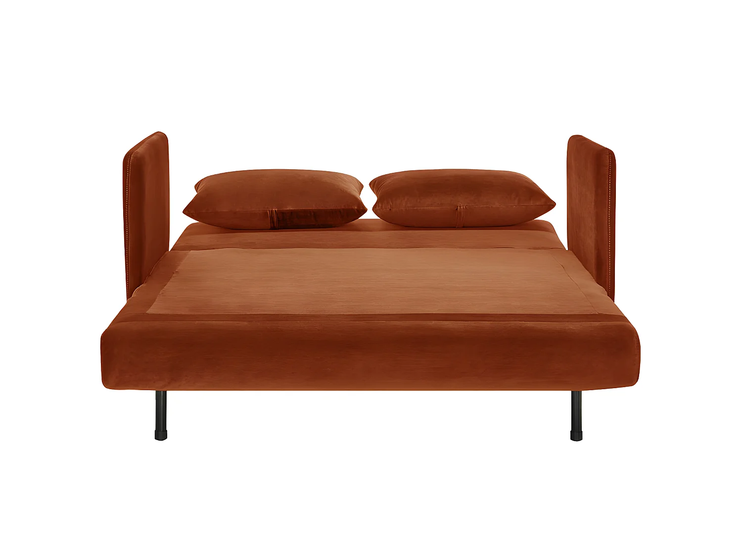 Belushi - Canapé convertible 2 places en velours L120cm - Rouille