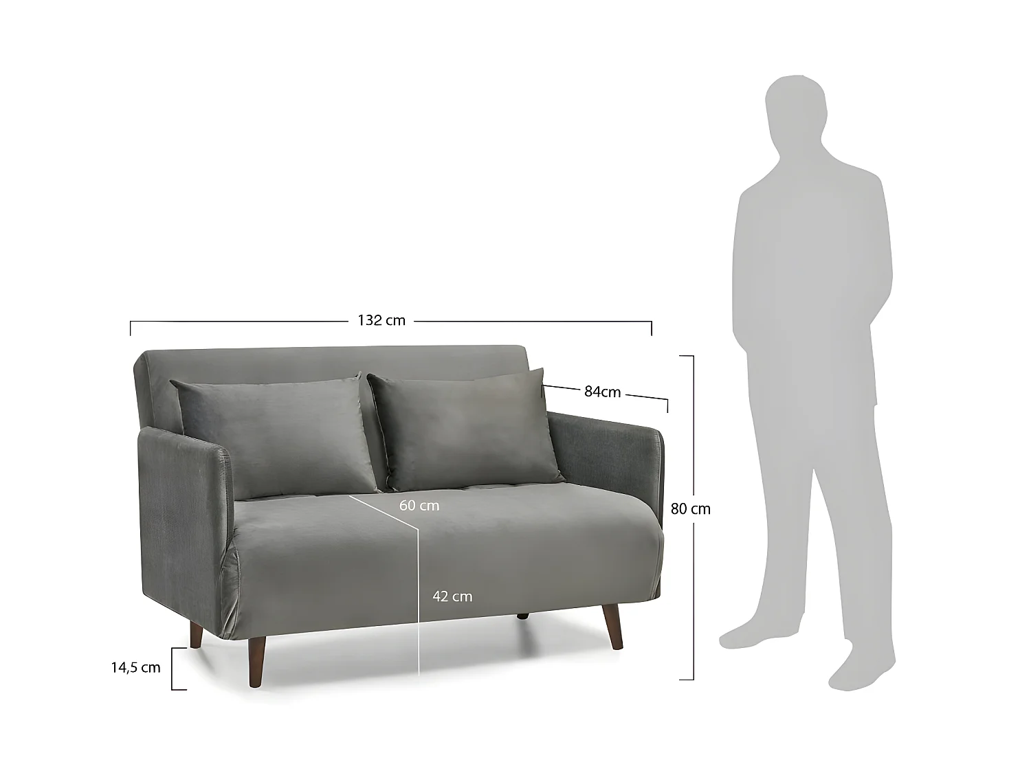 Belushi - Canapé convertible 2 places en velours L120cm - Rouille