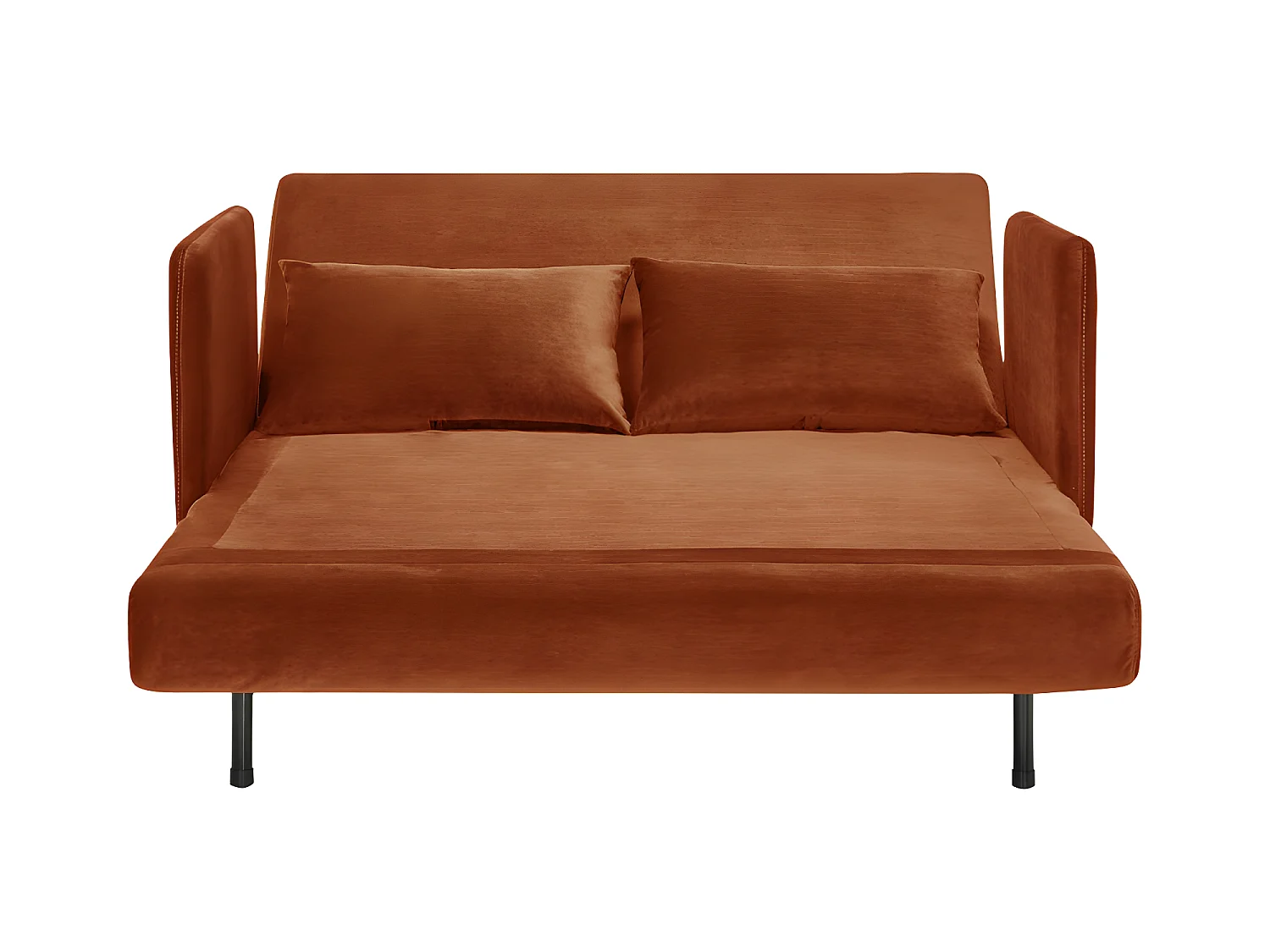 Belushi - Canapé convertible 2 places en velours L120cm - Rouille