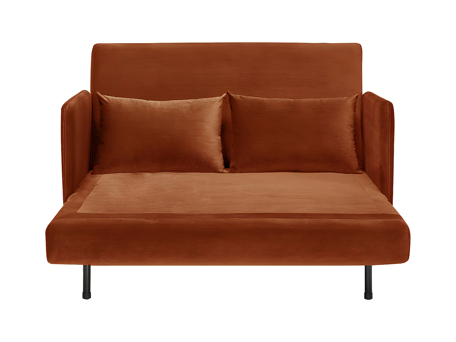 Belushi - Canapé convertible 2 places en velours L120cm - Rouille