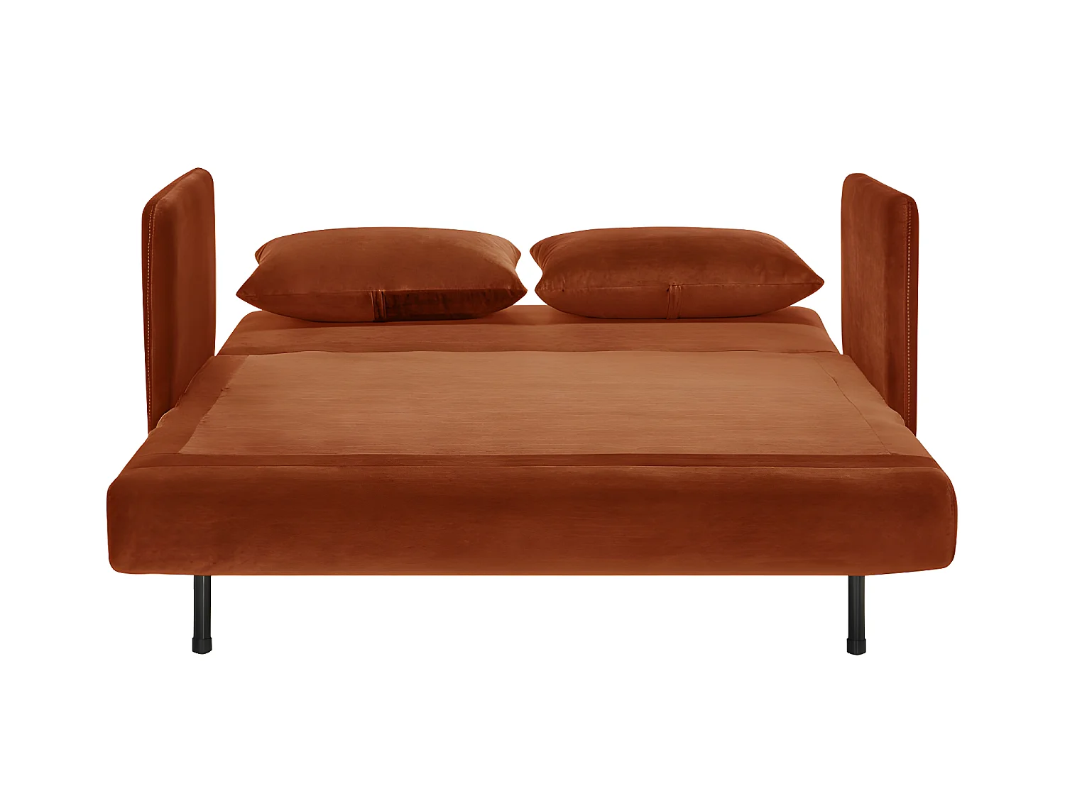 Belushi - Canapé convertible 2 places en velours L120cm - Rouille